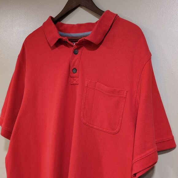 Duluth Trading Mens XL Polo Shirt Short Sleeve Relaxed Fit Red Orange 100%Cotton - Picture 2 of 13